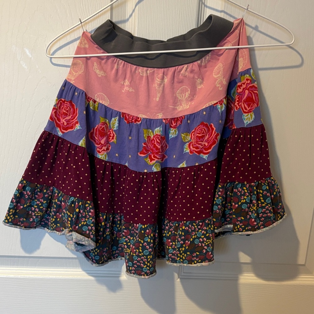 Paint By Number Multicolor Floral Patchwork Skirt